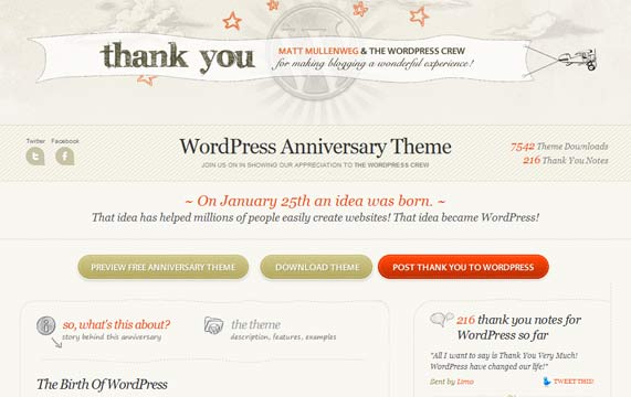 Anniversary WordPress theme