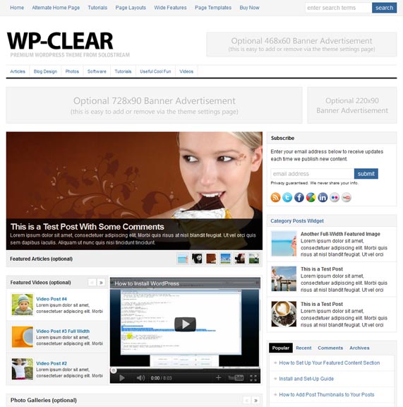 Clean WordPress theme - Solostream