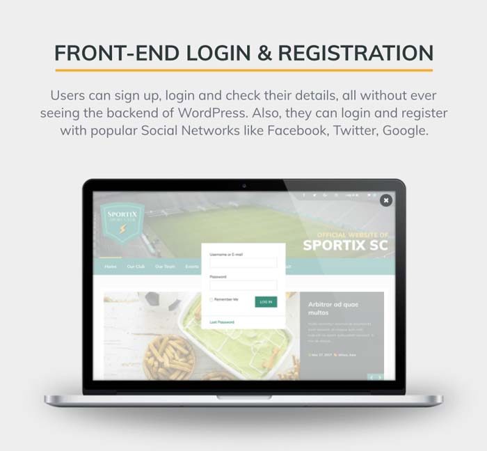 Front-end login and registration