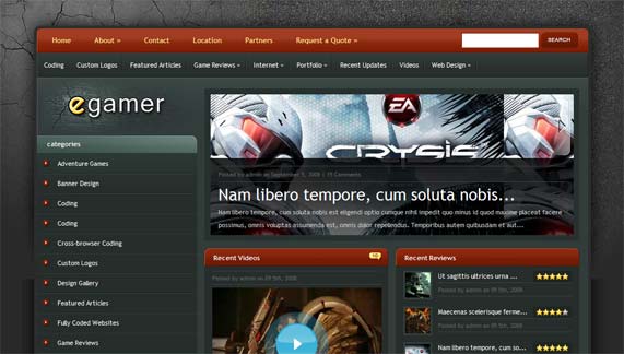 Gamer WordPress theme