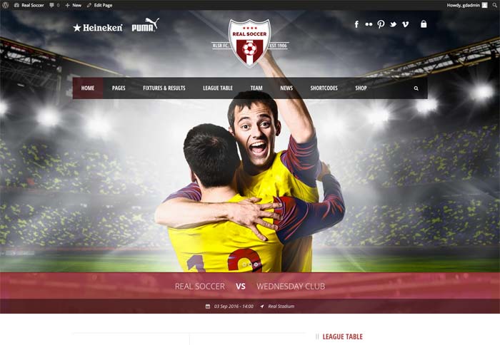 Real Soccer WordPress theme
