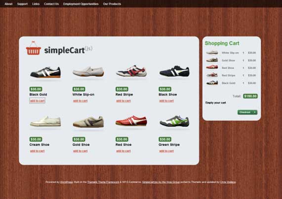 SimpleCart shopping cart WordPress theme