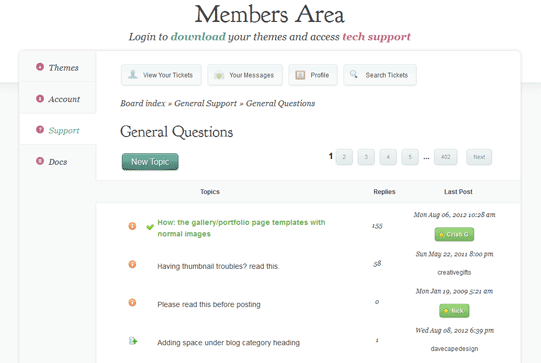 Elegant themes support forum