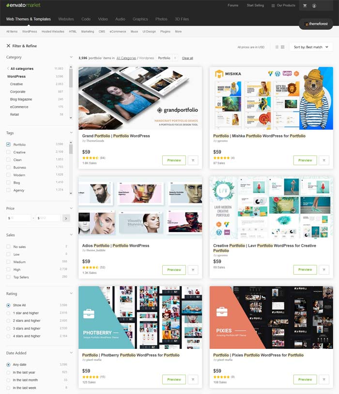 WordPress portfolio themes and templates