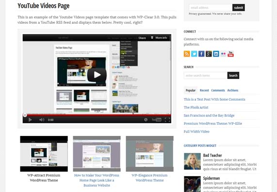 Youtube videos page template