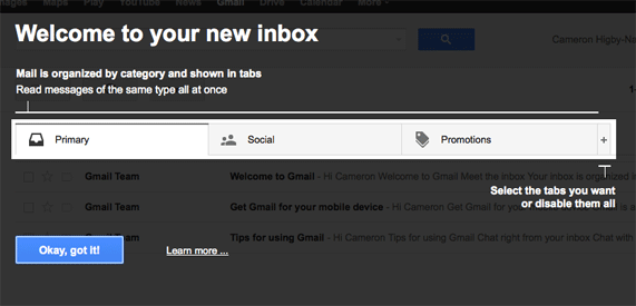 Gmail tabs
